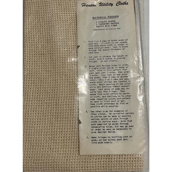 Vintage 1960s Hanson Backing Utility Cloths for Weaving Place Mats Set of 4 NIP - Picture 2 of 3